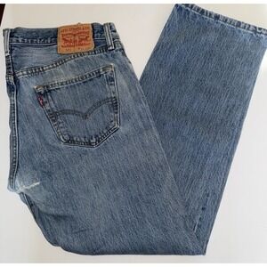 Levi's 501 Original Fit Jeans Men 33x30 Button Fly Distressed Rip In Crotch Area